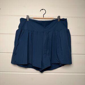 Halara cool touch high waisted yoga shorts with pockets Majolica Blue Sz 2x NWT